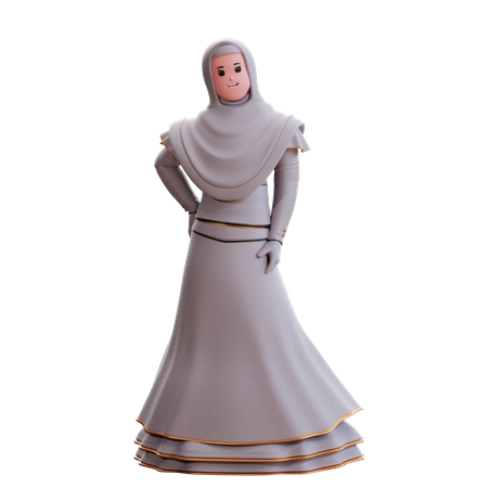 Muslim Bride with hand on waist 3D Illustration