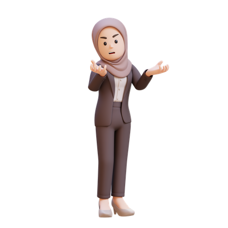 Muslim Businesswoman Angry Feeling Very Depressed  3D Icon