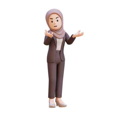 Muslim Businesswoman Angry Feeling Very Depressed  3D Illustration