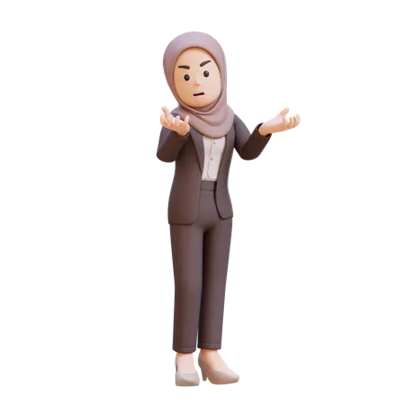Muslim Businesswoman Angry Feeling Very Depressed  3D Illustration