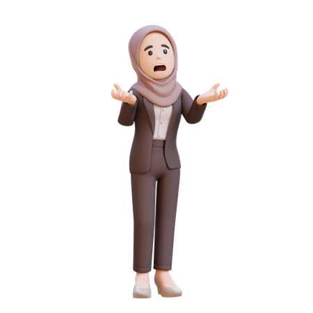 Muslim Businesswoman Crying And Very Depressed Shouting Loud  3D Illustration
