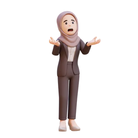 Muslim Businesswoman Crying And Very Depressed Shouting Loud  3D Illustration