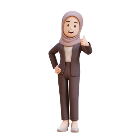 Muslim Businesswoman Giving Thumbs Up  3D Illustration
