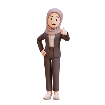 Muslim Businesswoman Giving Thumbs Up  3D Illustration