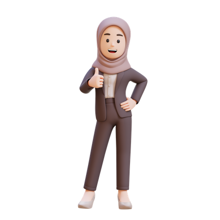 Muslim Businesswoman Showing Thumbs Up  3D Icon
