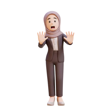 Muslim Businesswoman Stress And Refusal Pose  3D Illustration