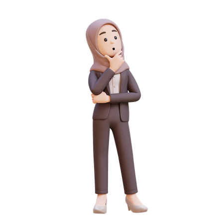 Muslim Businesswoman Thinking Concept Of Contemplation And Focus  3D Illustration
