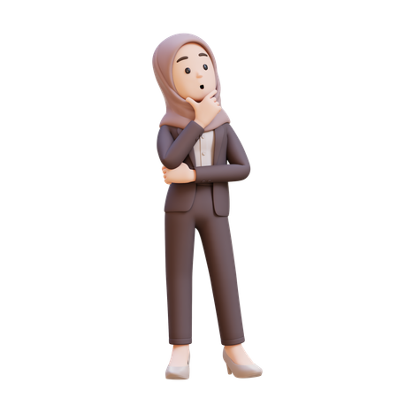Muslim Businesswoman Thinking Concept Of Contemplation And Focus  3D Illustration