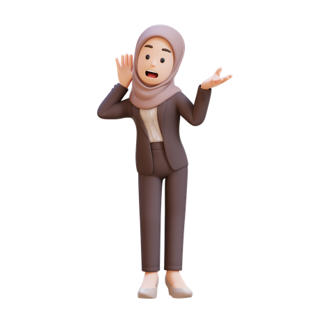 イスラム教徒のビジネスウーマンがあなたの話を真剣に聞き取ろうとしている  3D Illustration