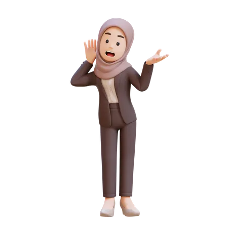 イスラム教徒のビジネスウーマンがあなたの話を真剣に聞き取ろうとしている  3D Illustration