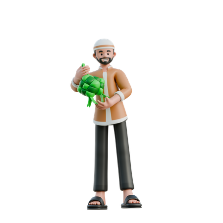 Muslim carrying ketupat  3D Icon