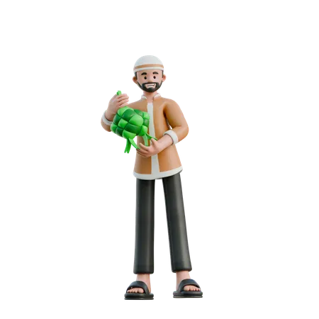 Muslim carrying ketupat  3D Icon