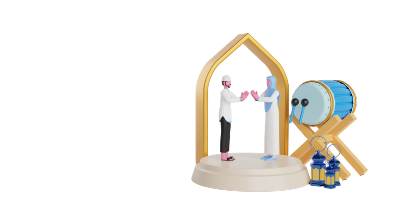 Muslim Couple 3D Illustration