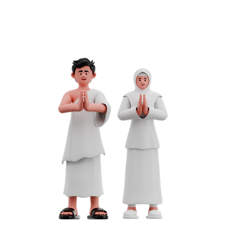イスラム教徒の夫婦が謝罪  3D Illustration