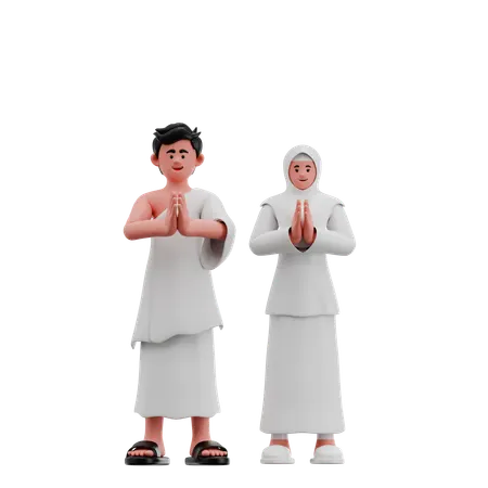 Muslim Couple Apologize  3D Illustration