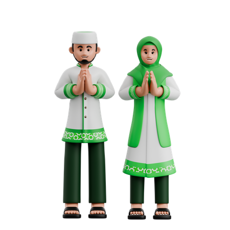 Muslim Couple Apologizing  3D Icon
