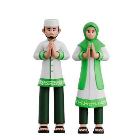 Muslim Couple Apologizing  3D Icon