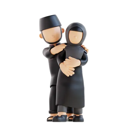 3 D Rendering Muslim Couple Standing Pose 3D Illustration