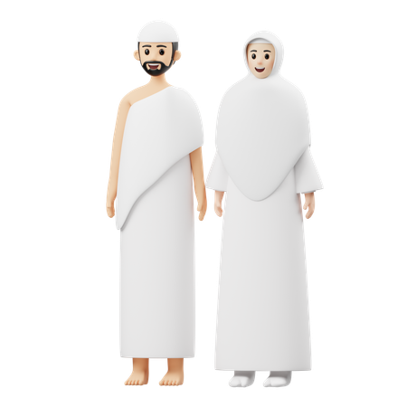 Muslim Couple Giving Standing Pose  3D Illustration