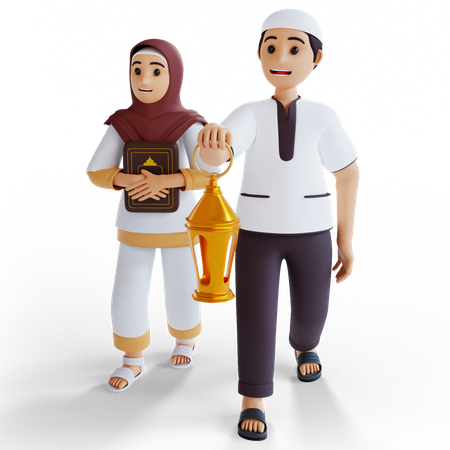 Muslim couple in Ramadan  3D Icon