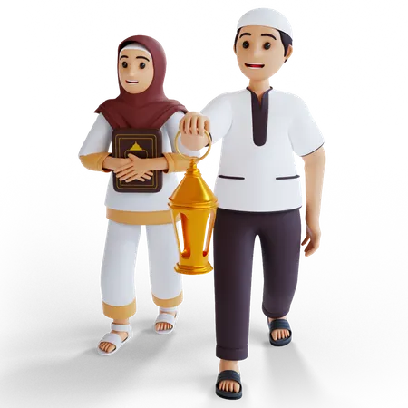 Muslim couple in Ramadan  3D Illustration