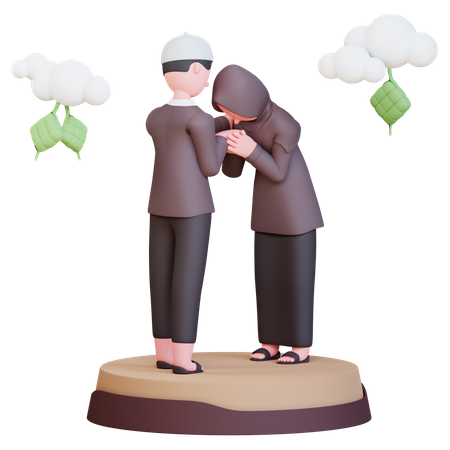 Muslim couple in Ramadan 3D Illustration