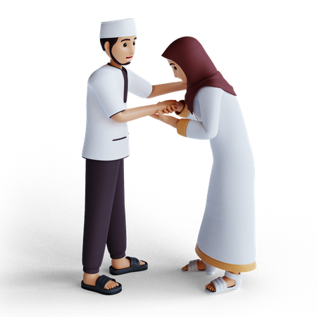 Muslim couple on Ramadan 3D Illustration