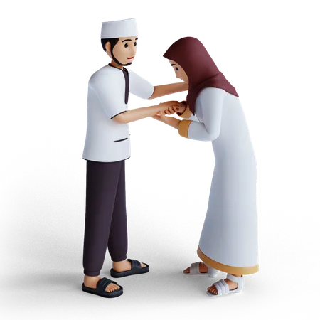 Muslim couple on Ramadan 3D Illustration