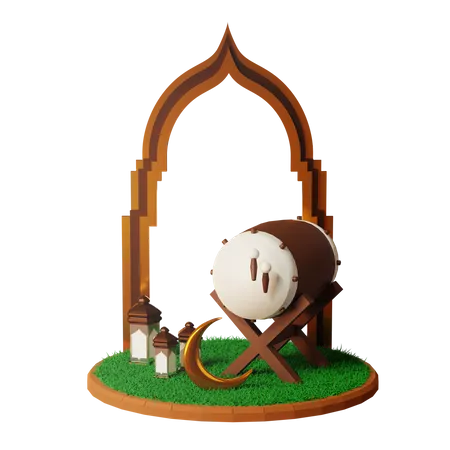 3 D Render Of Mubarak Ramadan Islamic Concept 3D Illustration