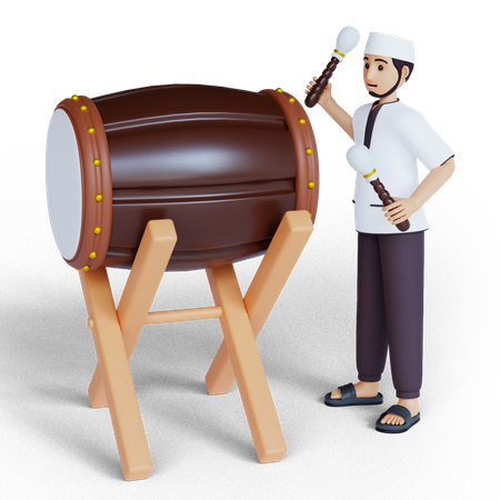 Muslim drummer 3D Illustration