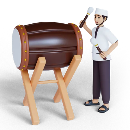 Muslim drummer  3D Illustration