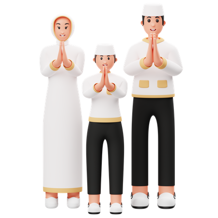 Muslim family 3D Illustration