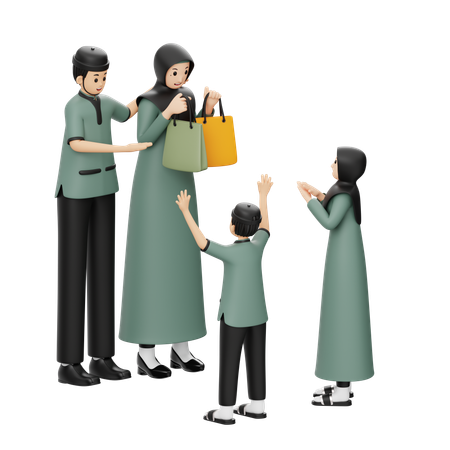 Muslim Family Gave Ramadan Surprise  3D Icon