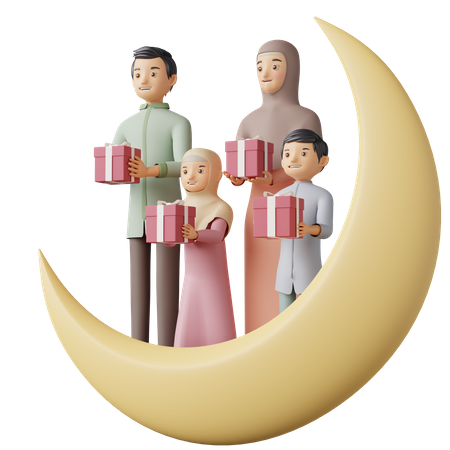 Muslim Family Giving Gifts To Others  3D Icon