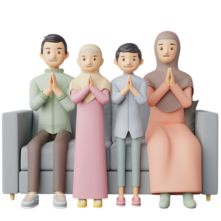 Muslim Family Greeting  3D Icon