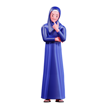 Muslim Female confuse  3D Illustration