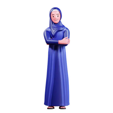 Muslim Female crossing arms  3D Illustration