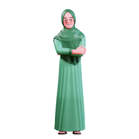 Muslim Female crossing arms  3D Illustration