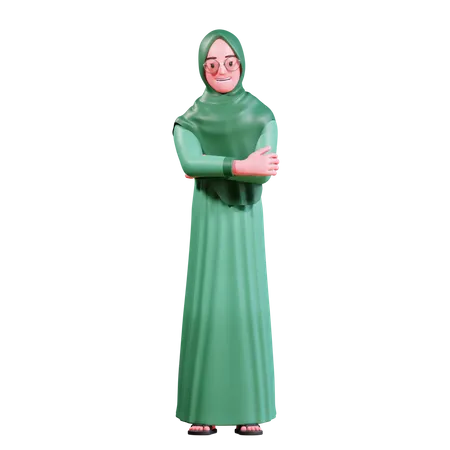 Muslim Female crossing arms  3D Illustration