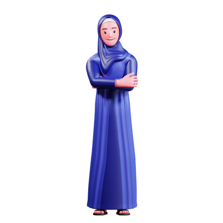 Muslim Female crossing arms  3D Illustration