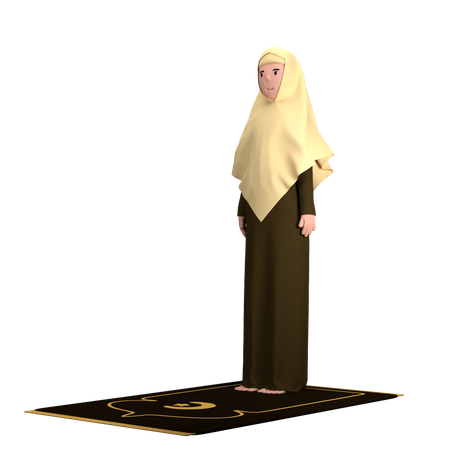 Muslim Female in Itidal Pose  3D Illustration