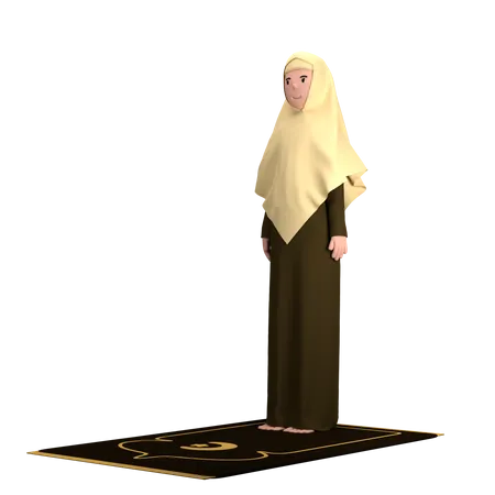 Muslim Female in Itidal Pose  3D Illustration