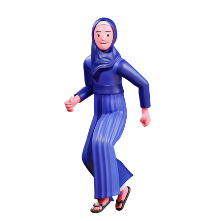 Muslim Female jumping in air  3D Icon