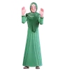 Muslim female raising both hand