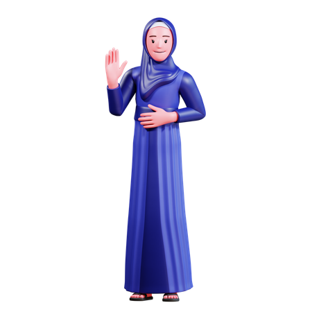 Muslim Female raising hand  3D Illustration