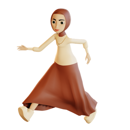 Muslim female running  3D Illustration