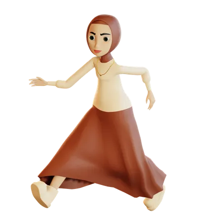 Muslim female running  3D Illustration