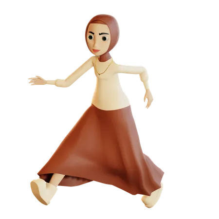 Muslim female running 3D Illustration
