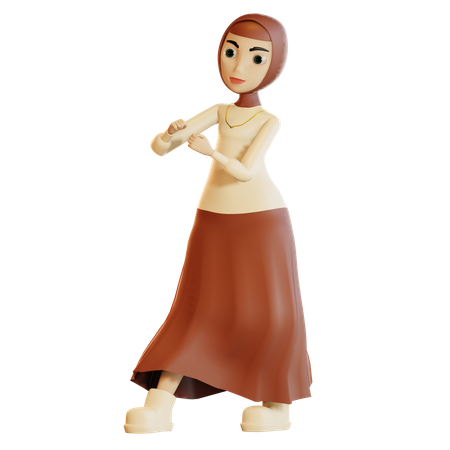 Muslim female showing fight sign  3D Icon