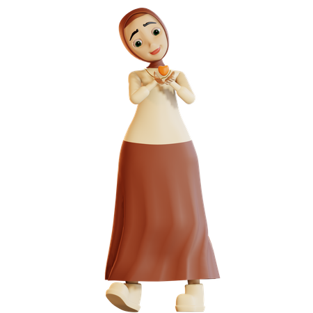 Muslim female showing love sign  3D Icon